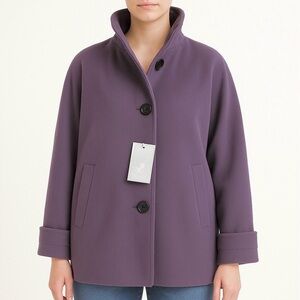 Cinzia Rocca lavender wool cashmere blend swing coat